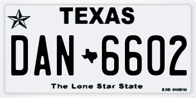 TX license plate DAN6602