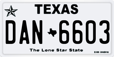 TX license plate DAN6603