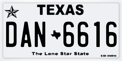 TX license plate DAN6616