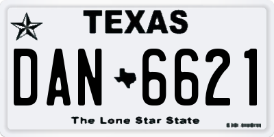 TX license plate DAN6621