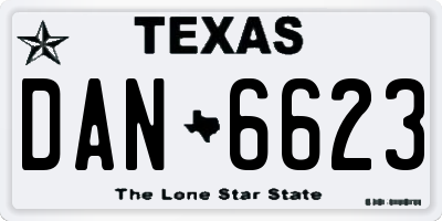 TX license plate DAN6623