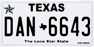 TX license plate DAN6643