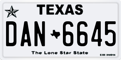 TX license plate DAN6645