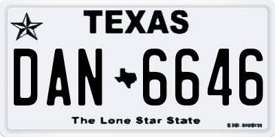 TX license plate DAN6646