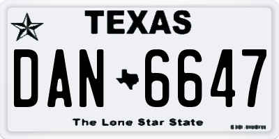 TX license plate DAN6647