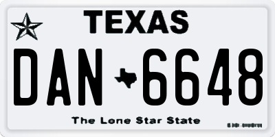 TX license plate DAN6648