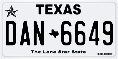 TX license plate DAN6649