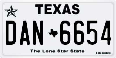TX license plate DAN6654