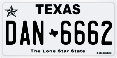 TX license plate DAN6662