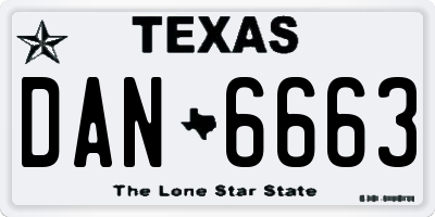 TX license plate DAN6663