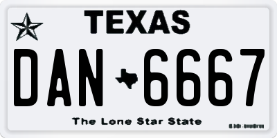 TX license plate DAN6667