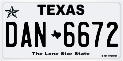TX license plate DAN6672