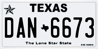 TX license plate DAN6673