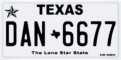 TX license plate DAN6677