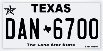 TX license plate DAN6700
