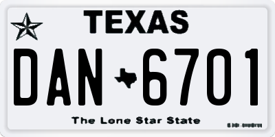 TX license plate DAN6701
