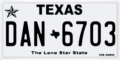 TX license plate DAN6703