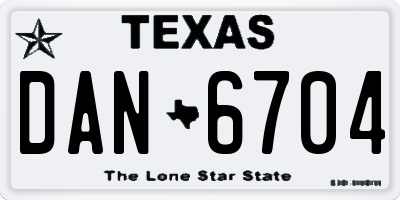 TX license plate DAN6704