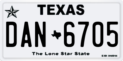 TX license plate DAN6705
