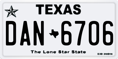 TX license plate DAN6706