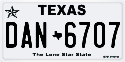 TX license plate DAN6707