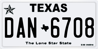 TX license plate DAN6708