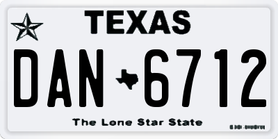 TX license plate DAN6712