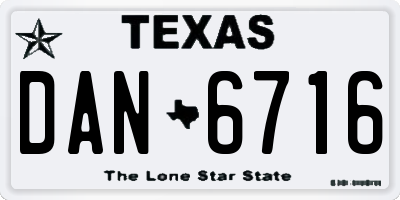 TX license plate DAN6716