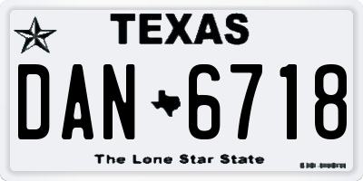 TX license plate DAN6718