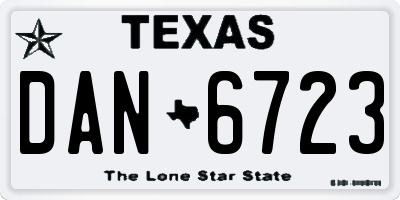 TX license plate DAN6723
