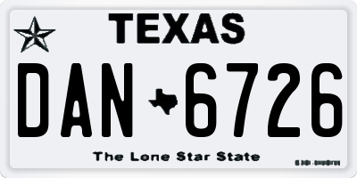 TX license plate DAN6726