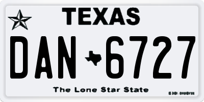 TX license plate DAN6727