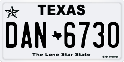 TX license plate DAN6730
