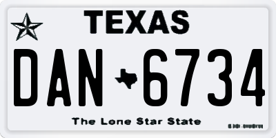 TX license plate DAN6734