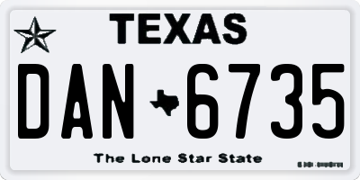 TX license plate DAN6735