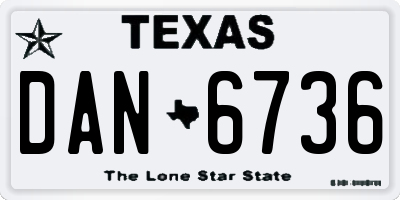 TX license plate DAN6736