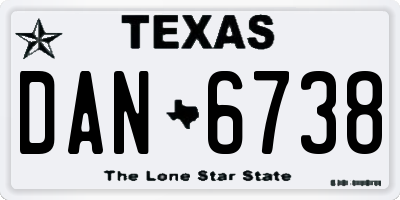 TX license plate DAN6738