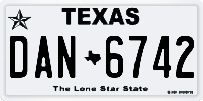 TX license plate DAN6742