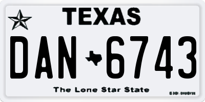 TX license plate DAN6743