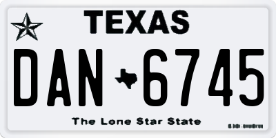 TX license plate DAN6745