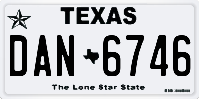 TX license plate DAN6746