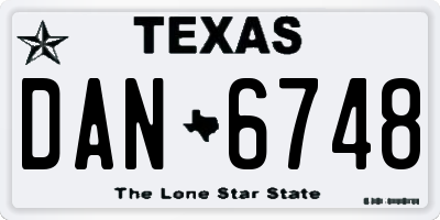 TX license plate DAN6748