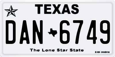 TX license plate DAN6749