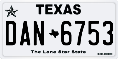 TX license plate DAN6753