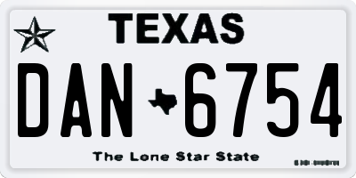 TX license plate DAN6754