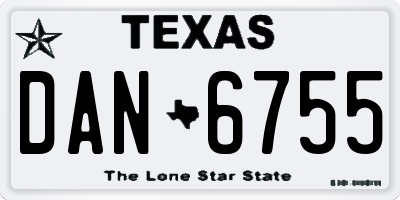 TX license plate DAN6755