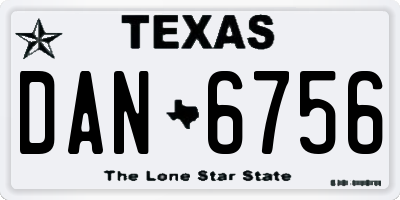 TX license plate DAN6756