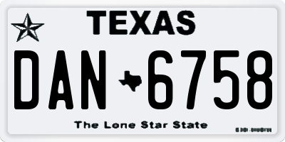 TX license plate DAN6758