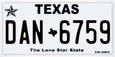 TX license plate DAN6759