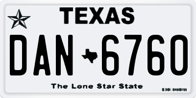TX license plate DAN6760